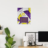 Volleybalteam voor paars-gele meisjes poster (Thuiskantoor)