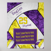 Volleybalteam voor paars-gele meisjes poster (Voorkant)