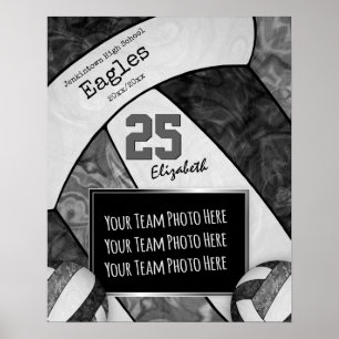 volleybalteam zwarte grijze meisjes poster