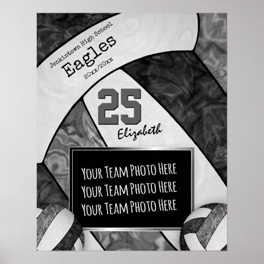 volleybalteam zwarte grijze meisjes poster (Voorkant)