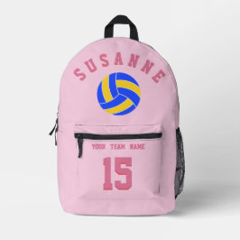 Volleybalteamnaam aangepaste sport roze rood print bedrukte rugzak