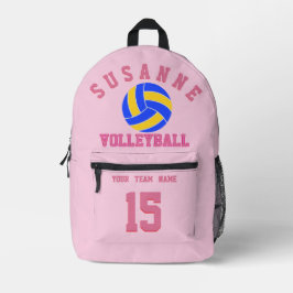 Volleybalteamnaam aangepaste sport roze roze print bedrukte rugzak