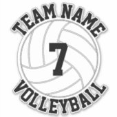 Volleybalteamnaam en afspeelnummer Aangepaste poor Sticker (Voorkant)