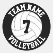 Volleybalteamnaam, kleuren- en afspeelnummer ronde sticker (Voorkant)