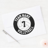 Volleybalteamnaam, kleuren- en afspeelnummer ronde sticker (Envelop)