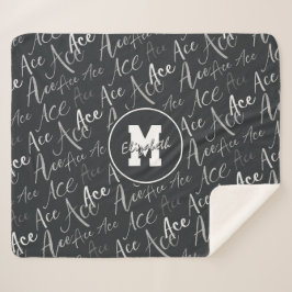 volleybaltennis Ace-tekstpatroon op houtskool Sherpa Deken