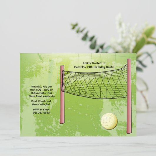 Volleybaluitnodiging Kaart (Staand voorkant)