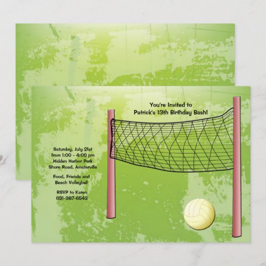 Volleybaluitnodiging Kaart (Voorkant / Achterkant)