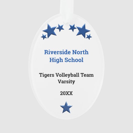 VolleybalVrouw in blauw en wit Ornament (achterkant)