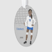 VolleybalVrouw in blauw en wit Ornament (voorkant)