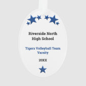 VolleybalVrouw in Blauw en Zwarte Ornament (achterkant)