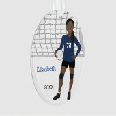 VolleybalVrouw in Blauw en Zwarte Ornament (voorkant)