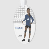 VolleybalVrouw in Blauw en Zwarte Ornament (voorkant)