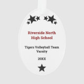 VolleybalVrouw in de rode en zwarte versiering Ornament (achterkant)