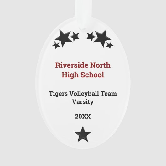 VolleybalVrouw in de rode en zwarte versiering Ornament (achterkant)