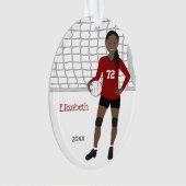 VolleybalVrouw in de rode en zwarte versiering Ornament (voorkant)
