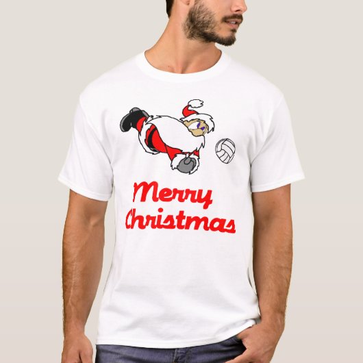 VolleyChick Santa graaft vrolijke kerst T-shirt (Voorkant)