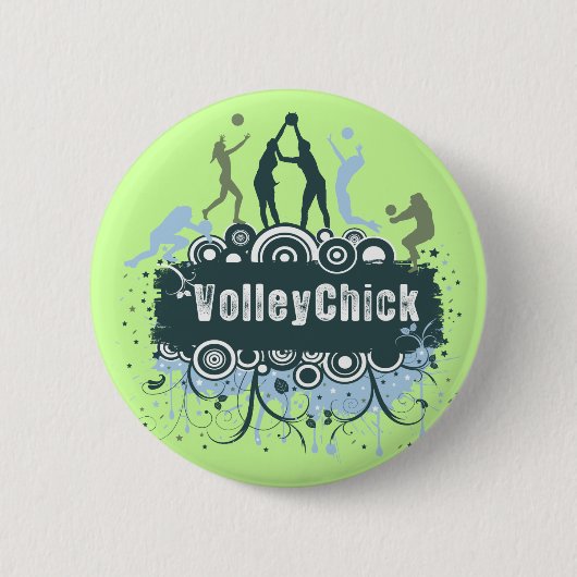 VolleyChick Star Grunge Ronde Button 5,7 Cm (Voorkant)