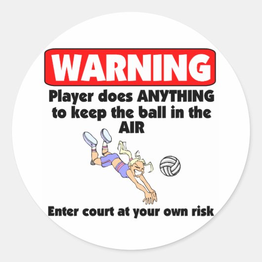 VolleyChick-waarschuwing Ronde Sticker (Voorkant)