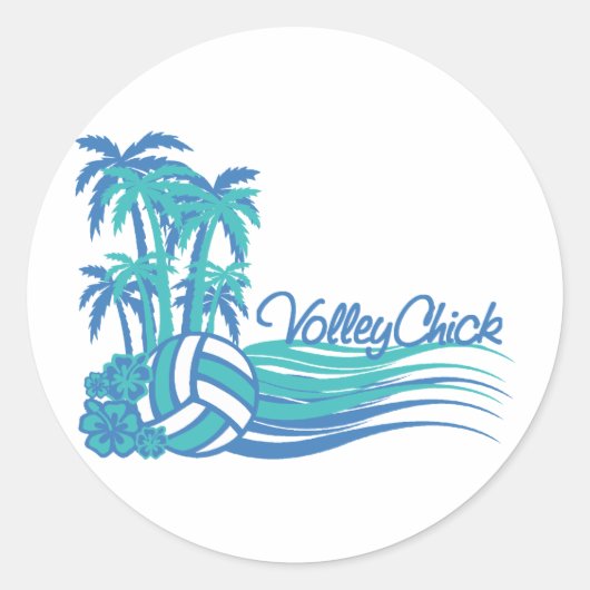 VolleyChickWaver Ronde Sticker (Voorkant)
