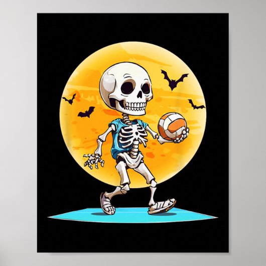 Volleyll Skeleton Scary Volleyll Player Halloween  Poster (Voorkant)