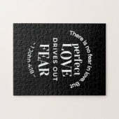 "Volmaakte liefde verdrijft angst" (1 Johannes 4:1 Legpuzzel (Horizontaal)