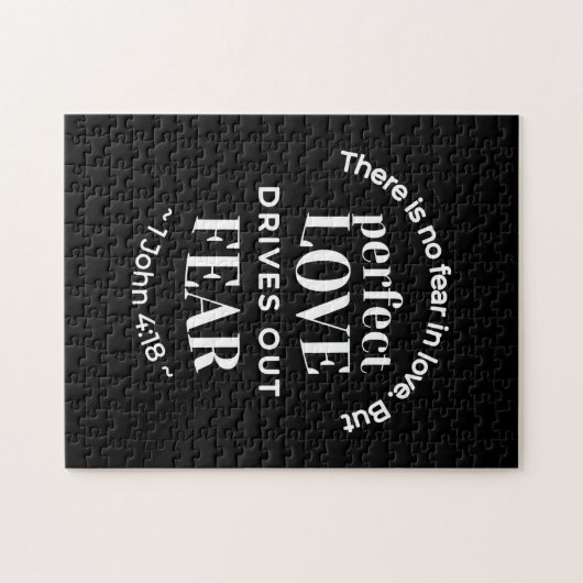 "Volmaakte liefde verdrijft angst" (1 Johannes 4:1 Legpuzzel (Horizontaal)