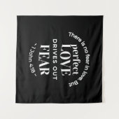 "Volmaakte liefde verdrijft angst" (1 Johannes 4:1 Wandkleed (Voorkant (horizontaal))