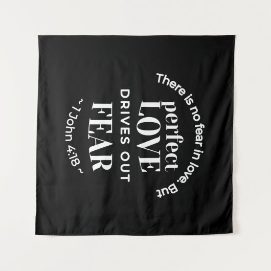"Volmaakte liefde verdrijft angst" (1 Johannes 4:1 Wandkleed (Voorkant (horizontaal))