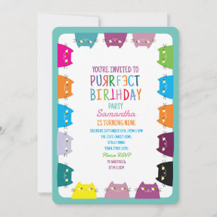 Volmaakte verjaardagsfeestje voor katten kaart