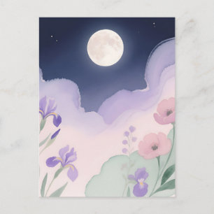 Volmaan Waterverf Iris Bloemennacht Briefkaart