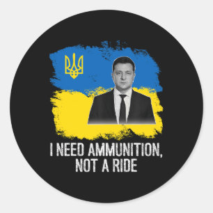 Volodymyr Zelensky Ik heb munitie nodig Ronde Sticker