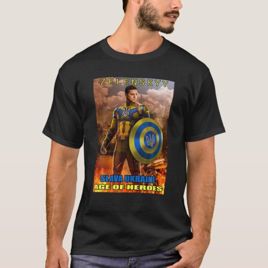 Volodymyr Zelensky President Slava Oekraïne Leefti T-shirt (Voorkant)