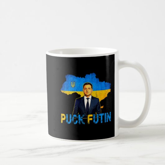 Volodymyr Zelensky Puck Futin Meme I Stand With Uk Koffiemok (Rechts)