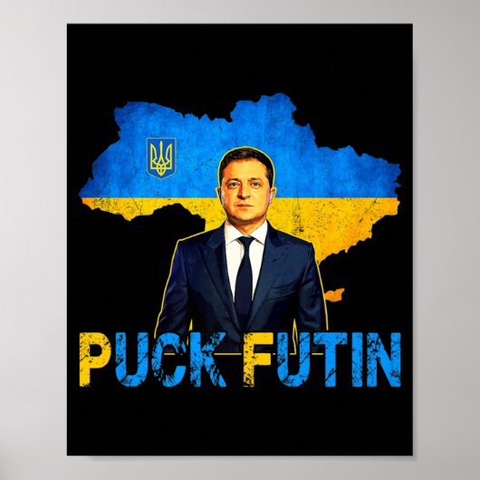 Volodymyr Zelensky Puck Futin Meme I Stand With Uk Poster (Voorkant)