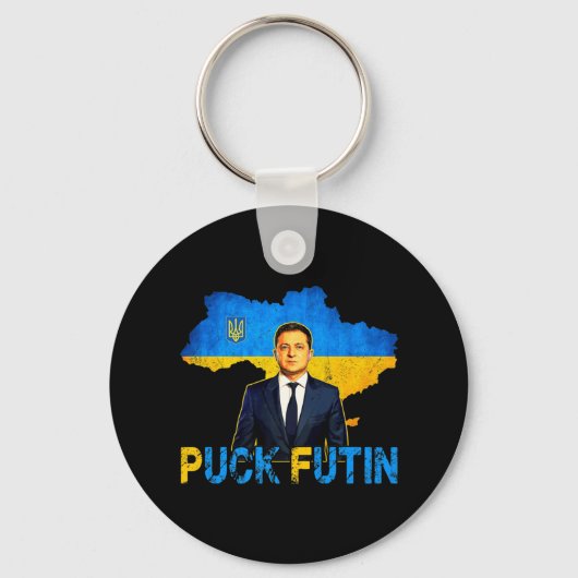 Volodymyr Zelensky Puck Futin Meme I Stand With Uk Sleutelhanger (Voorkant)