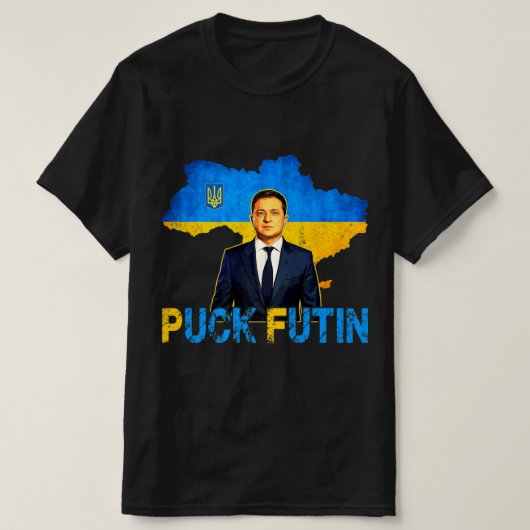 Volodymyr Zelensky Puck Futin Meme I Stand With Uk T-shirt (Design voorkant)