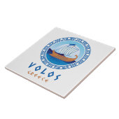 Volos, Griekenland Grieks scheepsontwerp keramisch Tegeltje (Zijkant)