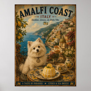 Volpino Italiano aan de Amalfikust Vintage Reis Poster