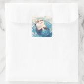 Volslagen Schattig wateravontuur Vierkante Sticker (Tas)