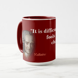 Voltaire citaat op Fools Mok