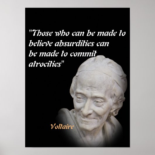 Voltaire citaat over onlusten en wreedheden poster (Voorkant)