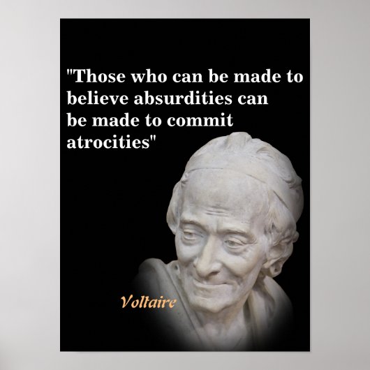 Voltaire citaat over onlusten en wreedheden poster (Voorkant)