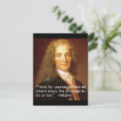 Voltaire copy quote denk voor zichzelf briefkaart (Staand voorkant)
