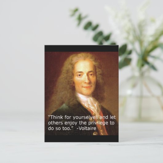 Voltaire copy quote denk voor zichzelf briefkaart (Staand voorkant)
