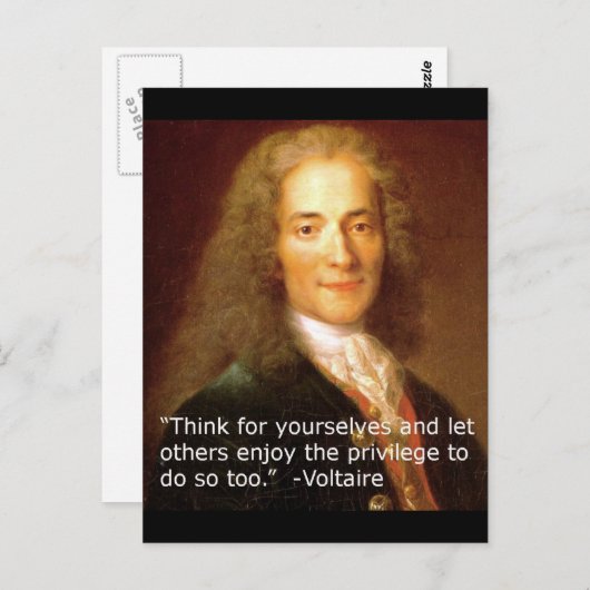 Voltaire copy quote denk voor zichzelf briefkaart (Voorkant / Achterkant)