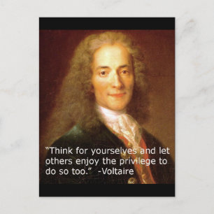 Voltaire copy quote denk voor zichzelf briefkaart