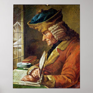 Voltaire in zijn studie poster