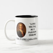 Voltaire Love Truth but Pardon Error Quote Tweekleurige Koffiemok (Links)