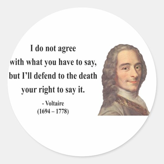 Voltaire Quote 1b Ronde Sticker (Voorkant)